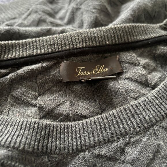 Tasso Elba Grey Herringbone Sweater Size L - Picture 3 of 5
